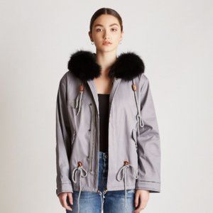 AVA KRIS - BELLA PARKA - Light Grey / Black